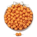 DIY smooth bright orange round wooden beads with pre-drilled holes for jewelry making - Spring Orange Red