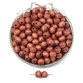 Brown painted wooden round beads for DIY jewelry making in a silver metal tray - Winter Coffee