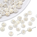 Flat round shell bead with golden letter Q for DIY handmade jewelry and necklaces - 8mm (1mm Hole, 1 Piece/Pack) / Letter Q