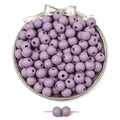 Purple wooden round beads for DIY jewelry making on a silver decorative tray - 10mm Hole Approx 3mm / 50 Pieces / Spring Light Purple