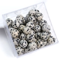 Polished round dalmatian jasper beads with black spots for DIY jewelry making - 10Pcs/Pack / Dalmatian Jasper / 10mm