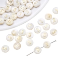 Golden letter S engraved on white freshwater shell beads for DIY jewelry making - 8mm (1mm Hole, 1 Piece/Pack) / S