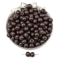 Deep coffee solid wood round beads for DIY jewelry making displayed on a silver tray - Winter Dark Coffee