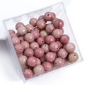 Pink and purple natural stone beads for DIY jewelry making in clear storage box - 10Pcs/Pack / Rhodonite / 8mm