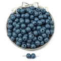 Matte dark blue wooden round beads for DIY jewelry making and handicraft threading - Winter Denim Blue