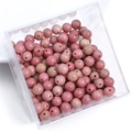 Natural pink rhodonite round loose beads for DIY handmade jewelry in a clear storage box - 10Pcs/Pack / Rhodonite / 6mm