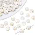 Natural white mother of pearl round shell bead with gold letter J for DIY jewelry making - 8mm (1mm Hole, 1 Piece/Pack) / Letter J