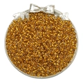 Premium amber glass seed beads for DIY jewelry making in a silver bow tray - 2mm / 10g/Pack / K Gold