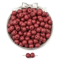 Deep red matte round wooden beads in silver tray for DIY jewelry making necklaces - Winter Dark Red