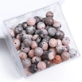 Polished round marble pattern stone beads in pink and grey for DIY jewelry making - 10Pcs/Pack / Pink Grain Stone / 8mm
