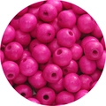 Perline di legno rotonde magenta con finitura liscia per gioielli fai-da-te fatti a mano - 10mm (50 Pezzi/Confezione) / Rosa Rosso