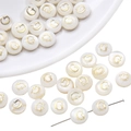 Flat round freshwater shell bead with golden letter G for DIY jewelry making - 8mm (1mm Hole, 1 Piece/Pack) / Letter G