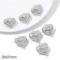 Silver Y2K heart charms 20x21mm with diamond pattern for DIY jewelry making - Embossed Puffy Heart