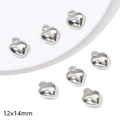 Polished silver heart charms for DIY jewelry making, 12x14mm metallic CCB pendants - Large Smooth Heart