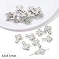 Cuentas espaciadoras de cruz plateadas 12x16mm para creación de joyas artesanas - Estilo Cruz Larga