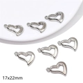 Silver hollow heart pendants 17x22mm for Y2K jewelry making and DIY accessory kits - Hollow Slanted Heart / 20 Pieces Set