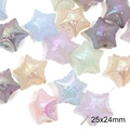 Sternförmige Acrylperle in Macaron-Farben mit Good Luck Gravur für DIY-Bastelarbeiten - Glücksstern Perle (25x24mm) / 10er Pack