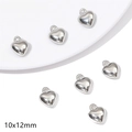 Y2K silver heart charm pendants for DIY jewelry making, 10x12mm metallic beads - Medium Smooth Heart