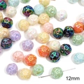12mm bunte hohle Acrylperlen mit Rosenmuster in perlmuttfarbenen Macaron-Farbtönen - 12mm Hohle Rosenperle / 10er Pack