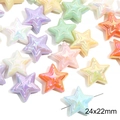 Sternförmige Acrylperlen mit AB-Irisbeschichtung für DIY-Schmuckherstellung - Texturierte Sternperle (24x22mm) / 10er Pack