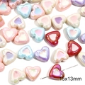 Bunte 15x13mm Acryl Herzperlen mit schillerndem Perleffekt für DIY Schmuckherstellung - Glänzendes Kleines Herz (15x13mm) / 10er Pack
