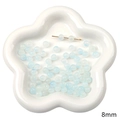 Perles en verre bleu clair 8mm sur plateau de fleurs blanc pour bijoux DIY - Ouverture Env 1mm 20 Pcs/Paquet / Perle Ronde Bleu Clair Gelée