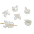 Iridescent bow and sphere acrylic beads for DIY jewelry with pearl finish - Set of 4 / AB White