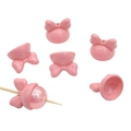 Pink acrylic bowknot bead caps for DIY jewelry making and handmade accessories - Set of 4 / Pink