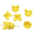 Glossy bright yellow acrylic bow bead for DIY jewelry making and keychain accessories - Set of 4 / Yellow
