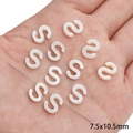 White freshwater shell letter S charm bead for DIY jewelry making 7.5x10.5mm size - Letter S / 2 Pcs/Set / Original Color