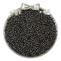 DIY colorful glass seed beads with metallic finish in a vintage silver tray - Mineral Gray