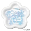 Perles cylindriques en verre irisé bleu et violet 6x12mm pour bijoux faits main - Ouverture Env 1mm 20 Pcs/Paquet / Perle Bambou Bleu Clair Gelée