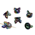 Iridescent iridescent bow-knot round beads with vacuum plating for DIY jewelry making - Set of 4 / Magic Black