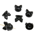 Glossy black acrylic 3D bow beads with vertical holes for DIY keychain jewelry making - Set of 4 / Black