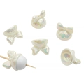 Iridescent white bow-shaped acrylic beads with pearl finish for DIY jewelry crafts - Set of 4 / Iridescent Beige
