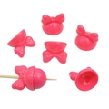 DIY pink acrylic bow bead charm for handmade phone straps and keychain accessories - Set of 4 / Rose Red