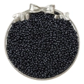Glossy black 2mm glass seed beads for DIY jewelry making in a silver decorative tray - Navy Blue