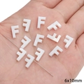 White freshwater shell bead in letter F shape for DIY jewelry making 6x10mm size - Letter F / 2 Pcs/Set / Original Color