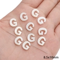 White freshwater shell letter G bead for DIY jewelry making 8.5x10mm size - Letter G / 2 Pcs/Set / Original Color