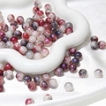 10mm iridescent Aurora blue glass beads with red and purple ink marble texture for DIY - 10mm 1mm Hole 20 Beads/Pack / No.4 Ink Red-Purple