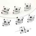 Hand-painted panda ceramic beads with horizontal holes for DIY jewelry making - Black White Panda (BCD015) / 17x18mm (Hole 2mm, 1pc/pack)