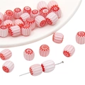 Pink and white striped Millefiori glass beads for DIY jewelry making - 8mm (10Pcs/Pack) / Light Red