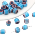 8mm blue and white striped glass chevron beads for DIY jewelry and bracelet making - 8mm (10Pcs/Pack) / Blue