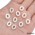 Oval 8x10mm white freshwater shell beads with natural luster for DIY jewelry making - Letter O / 2 Pcs/Set / Original Color