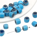 8mm blue glass millefiori pumpkin beads for DIY jewelry and handmade bracelets - 8mm (10Pcs/Pack) / Dark Blue