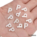 White freshwater shell letter P bead 7x10mm for DIY jewelry making and necklaces - Letter P / 2 Pcs/Set / Original Color