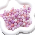 Macro detail of pink and purple crackle glass beads in a white tray for DIY jewelry - 10mm (Hole Approx 1mm, 20 Pcs/Pack) / Color 7 (Pink Purple White)