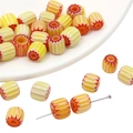 8mm Millefiori glass pumpkin barrel beads with red flower patterns for DIY jewelry - 8mm (10Pcs/Pack) / Yellow