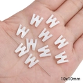 White freshwater shell bead in W letter shape for DIY jewelry making 10x10mm size - Letter W / 2 Pcs/Set / Original Color