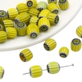 8mm yellow millefiori glass beads with chevron patterns for DIY jewelry making - 8mm (10Pcs/Pack) / Dark Yellow